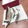 Valentino Women White Leather Pointed Toe Pumps product view 5