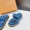 Louis Vuitton Women Blue Denim Leather Sandals product view 4