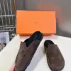Hermès Women Brown Suede Slippers product view 3