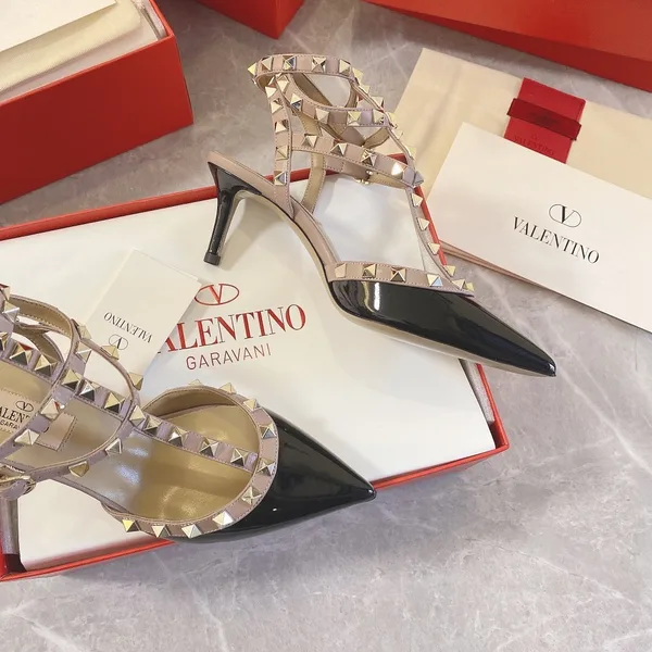 Valentino Women Black Patent Leather Studded Heels product view 3