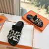 Hermès Women Black Suede And Leopard Print Sandals product view 4
