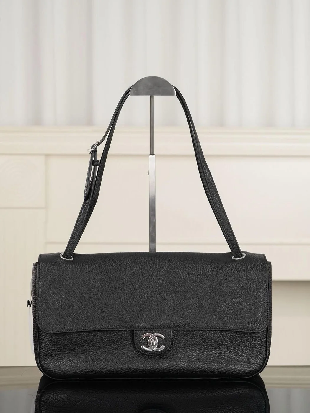 Chanel Maxi Flap 32 Black Silver Hradware Bag product view 1