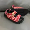 Valentino Women Red Patterned Fabric Sandals product view 3