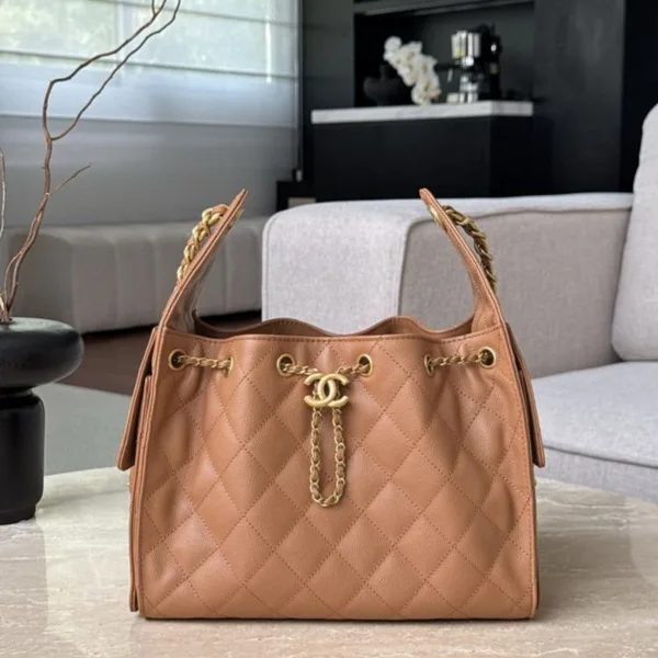 Chanel Small 25 Bag in Caramel Caviar Leather product photo