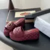 Chanel Women Burgundy Quilted Leather Slides — Chain-Woven CC Detail product view 2