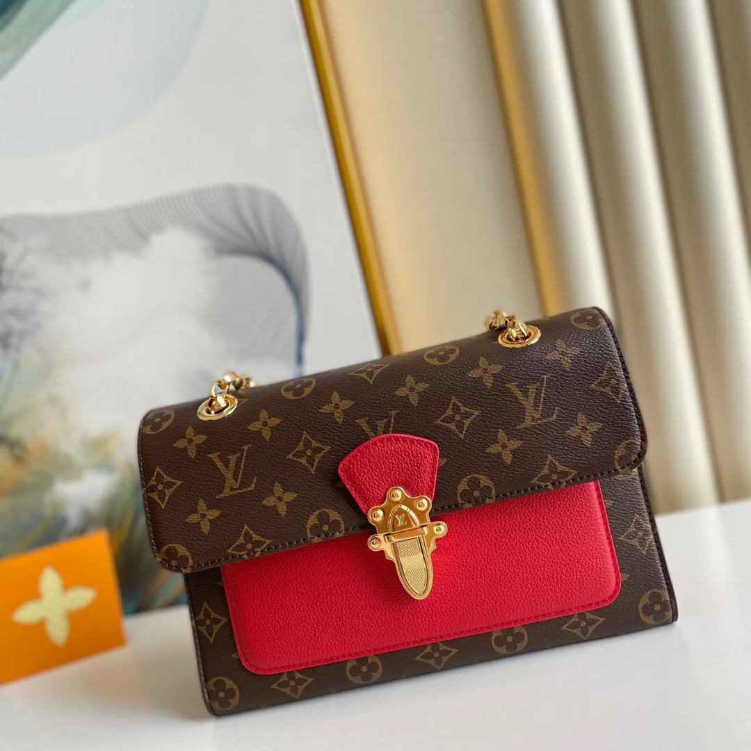 Louis Vuitton Victoire Monogram Pattern Handbags 27x20x10cm — Red Front Panel product view 1