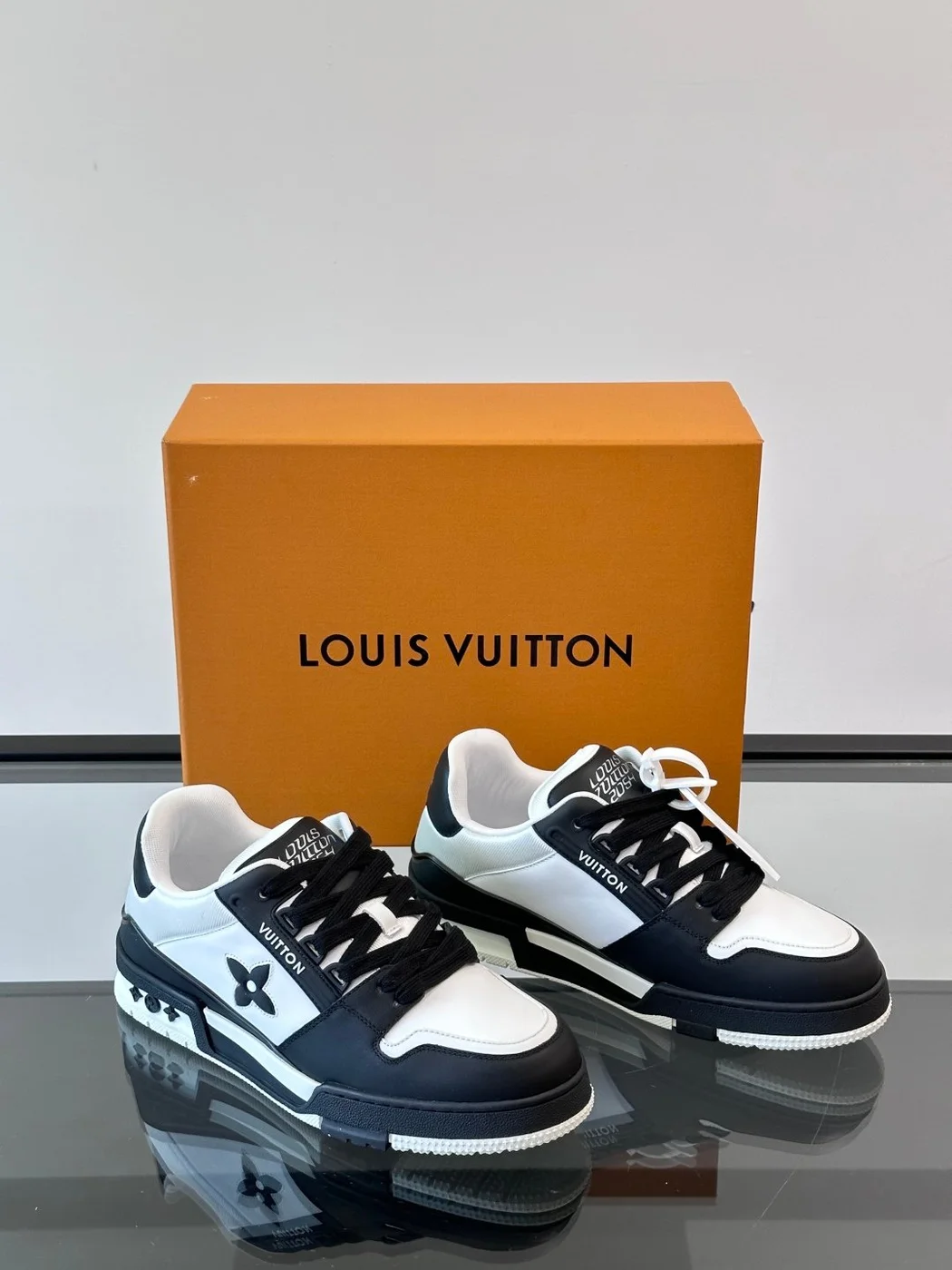 Louis Vuitton Men Black and White Sneakers — Monogram Side Panels product view 5