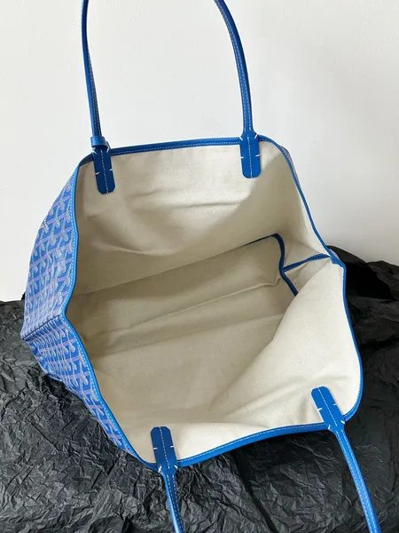 Goyard Blue Goyardine Canvas & Chevroches Calfskin Saint Louis PM Tote product view 4