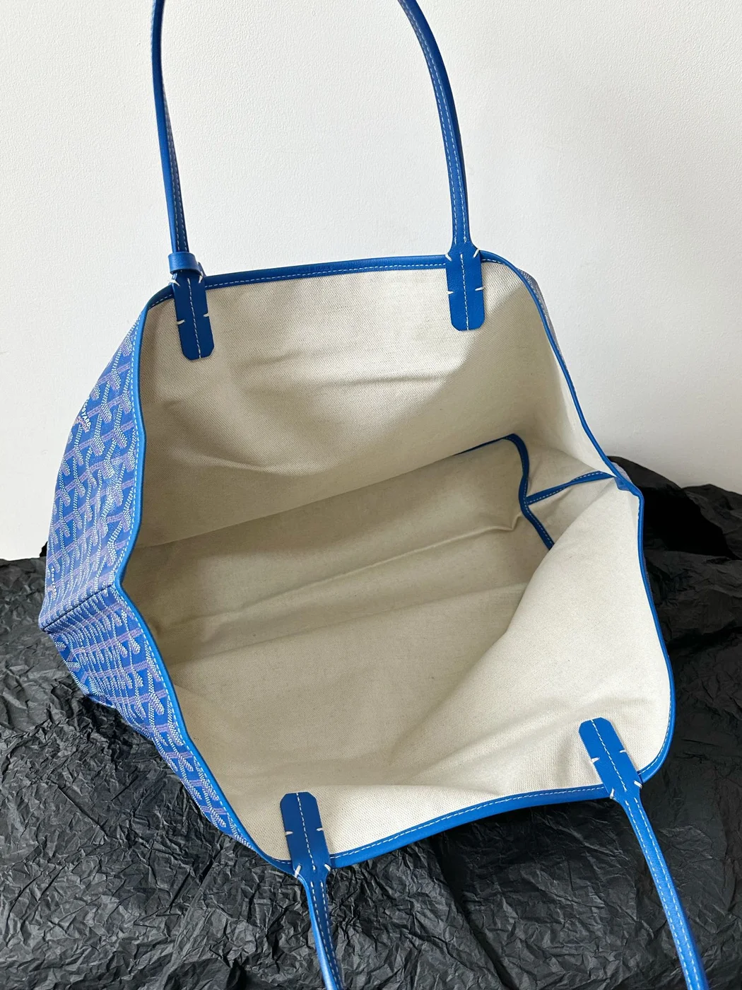 Goyard Blue Goyardine Canvas & Chevroches Calfskin Saint Louis PM Tote product view 4