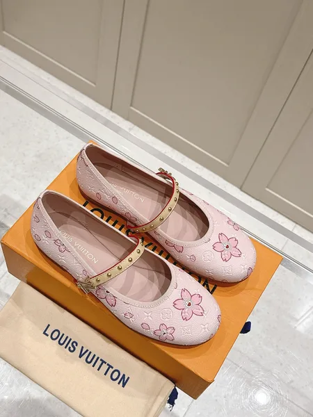Louis Vuitton Women Pink Patterned Leather Mary Janes product photo