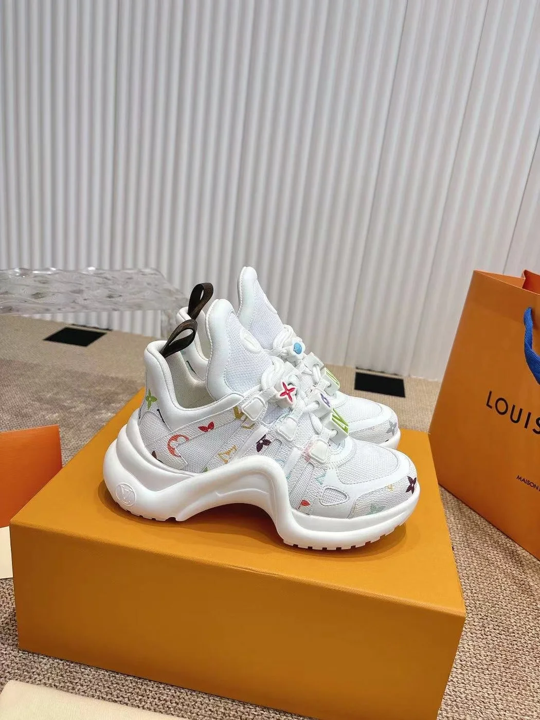 Louis Vuitton Women White Mesh Embellished Sneakers product view 4