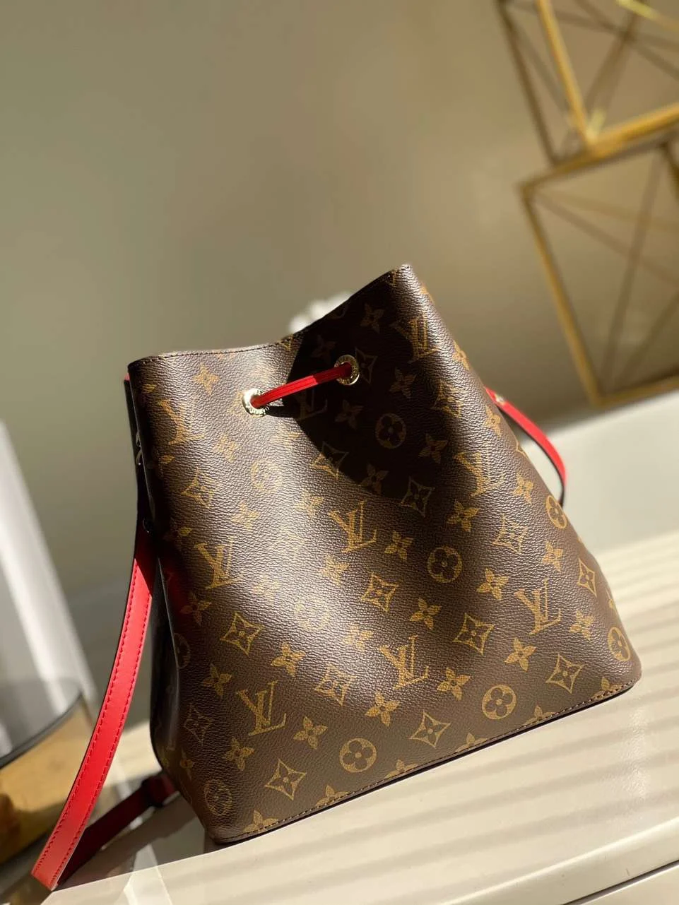 Louis Vuitton NeoNoe Handle Red Handbags Monogram 26x22x27cm product view 6