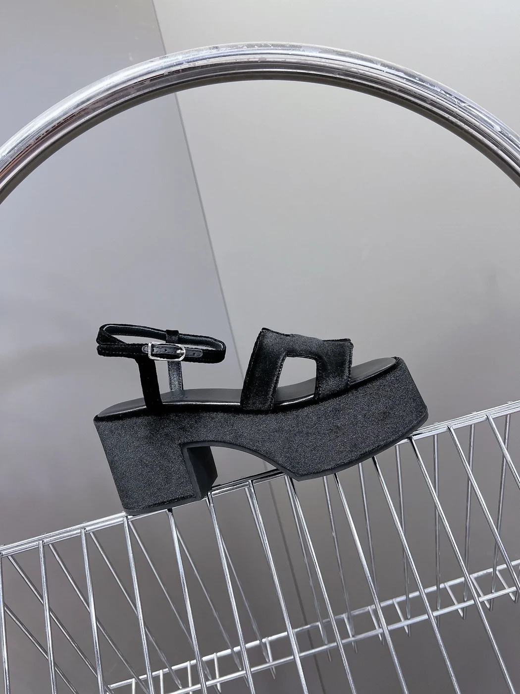 Hermès Women Black Suede Leather Sandals product view 6