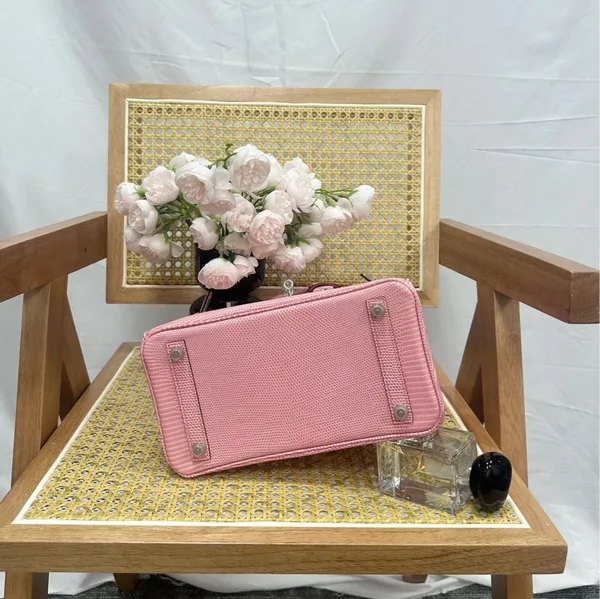 Hermès Birkin 25 cm Sakura Pink Lizard Leather Silver Hardware Bag product view 5