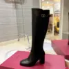 Valentino Women Black Leather Knee High Boots — Upper-Shaft Buckle Detail product view 6