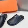 Hermès Women Black Leather Mules — Rounded Toe with Black Sole product view 4