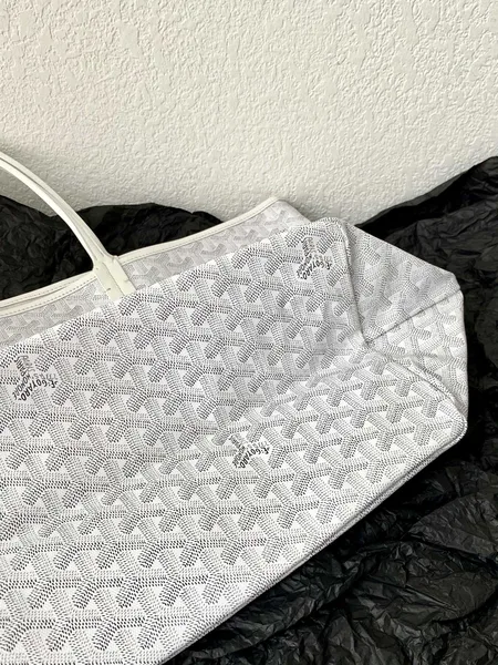 Goyard White Goyardine Canvas & Chevroches Calfskin Saint Louis PM Tote product view 3