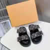Louis Vuitton Women Black Brown Patterned Fabric Sandals product view 1