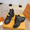Louis Vuitton Women Black Leather Multicolor Logo Sneakers product view 5