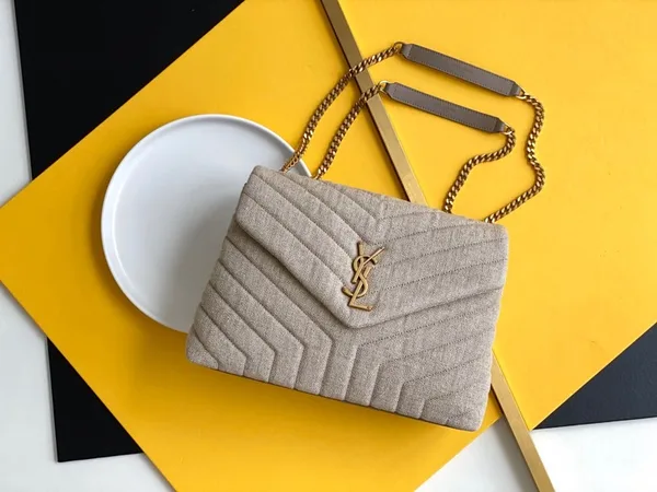 Saint Laurent Beige Suede Y Quilted Monogram Bag product photo