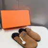 Hermès Women Brown Haircalf Leather Slippers product view 5