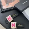 Chanel Women Black Leather And Beige Fabric Slides product view 6