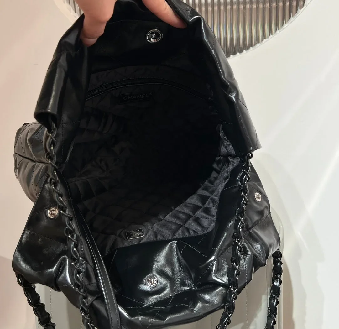 Chanel 22 Bag Small Gold & Black Lambskin Leather product view 6