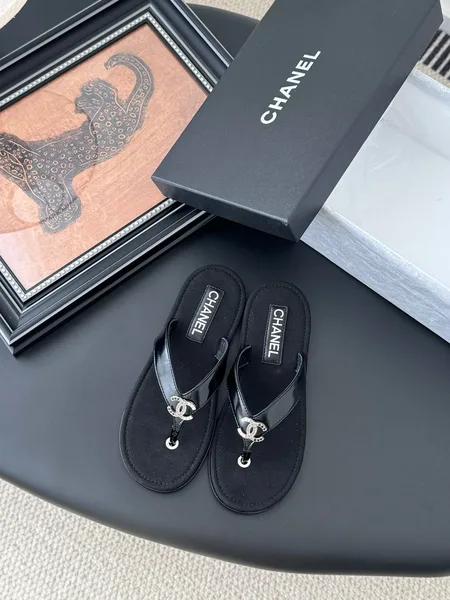 Chanel Women Black Patent Leather Sandals product photo