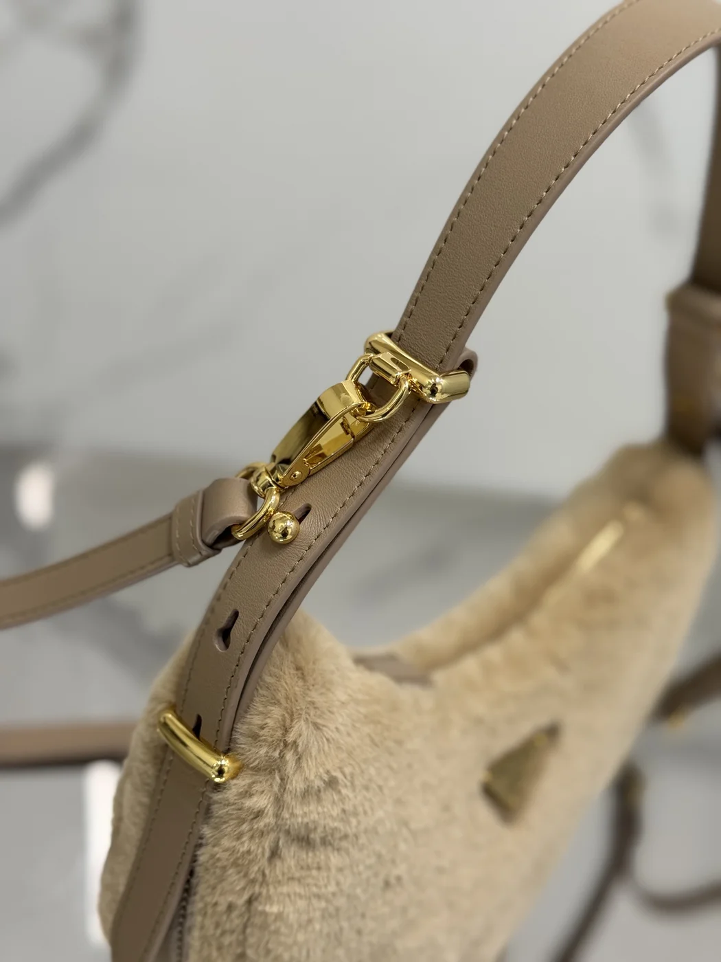 Prada Leather And Shearling Arqu㨠Handbag product view 6