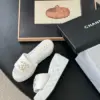 Chanel Women White Quilted Leather Slides — Chain-Woven CC Detail product view 3