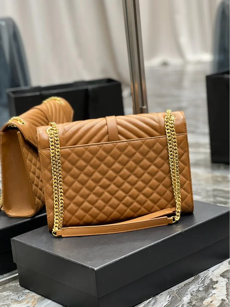 Saint Laurent Medium Envelope Bag in caramel product view 7