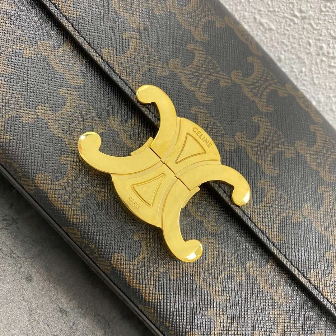 Celine Triomphe Handbag Printed Logo Smooth Leather 20x12cm product view 5