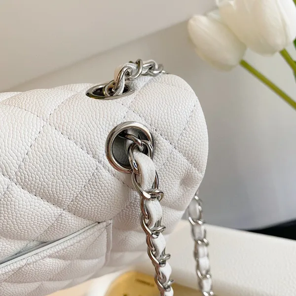 Chanel Classic Flap White with Silver Hardware – 25 cm product view 7
