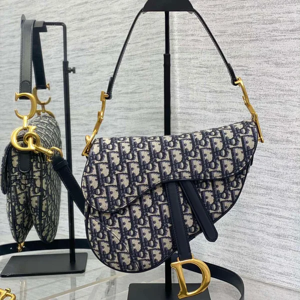 Dior Saddle Bag Blue Oblique with D Charm product photo