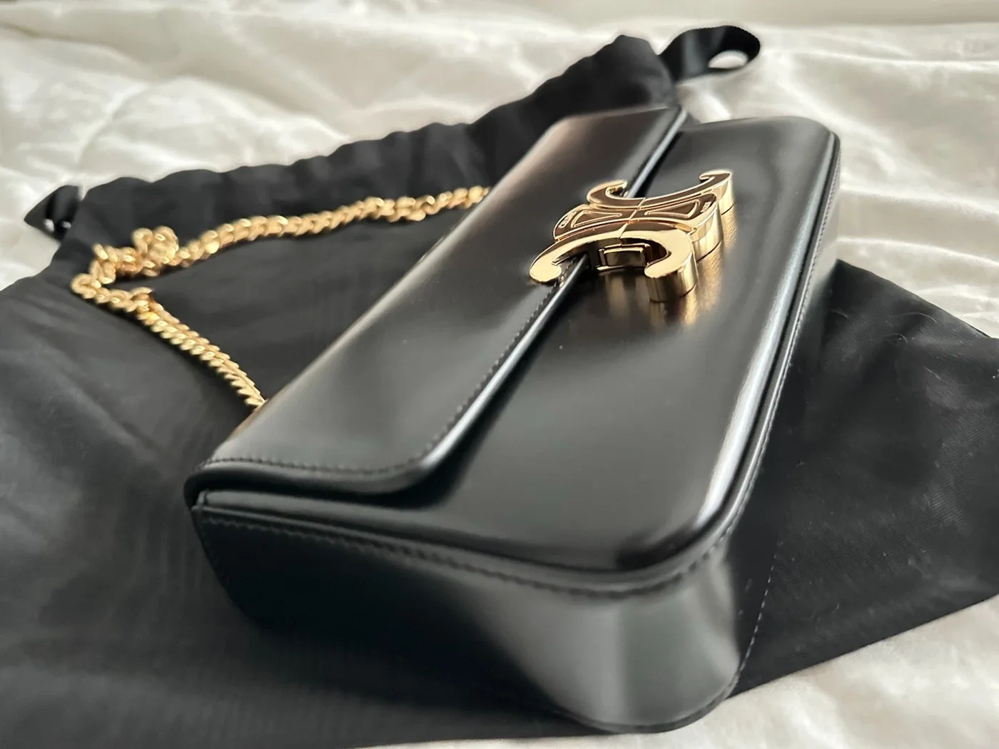 Celine Chain Shoulder Bag Claude in Shiny Calfskin product view 2