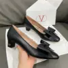 Valentino Women Black Leather Bow Detail Flats product view 2