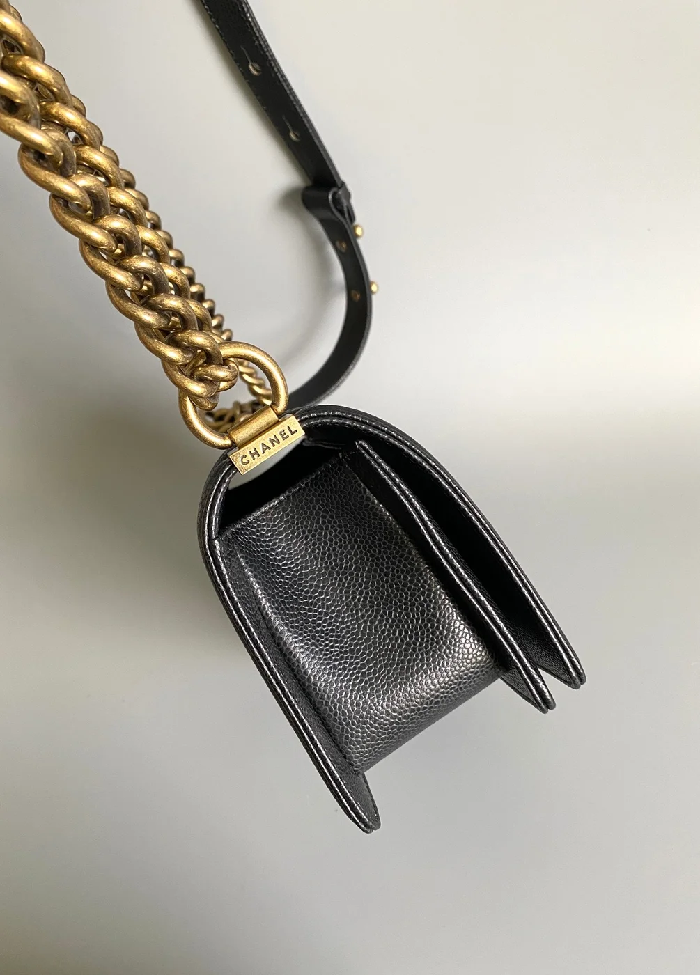 Chanel Small Boy Bag 20 In Black Lambskin Gold Hardware product view 8