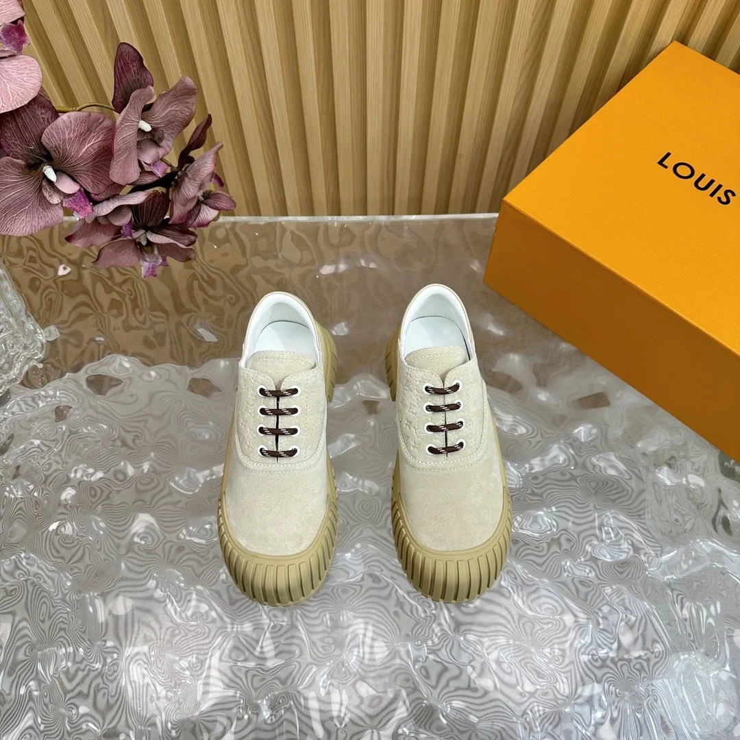 Louis Vuitton Women Beige Suede Casual Sneakers product view 6