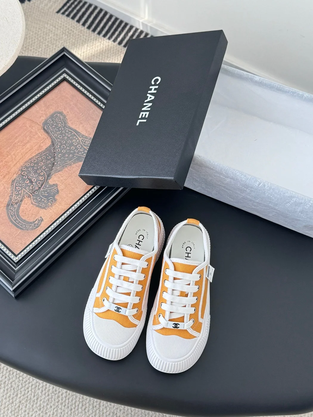 Chanel Women Yellow Canvas And Rubber Sneakers product view 1