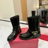 Valentino Women Black Patent Leather Boots — VLogo Ankle-Strap Style product view 2