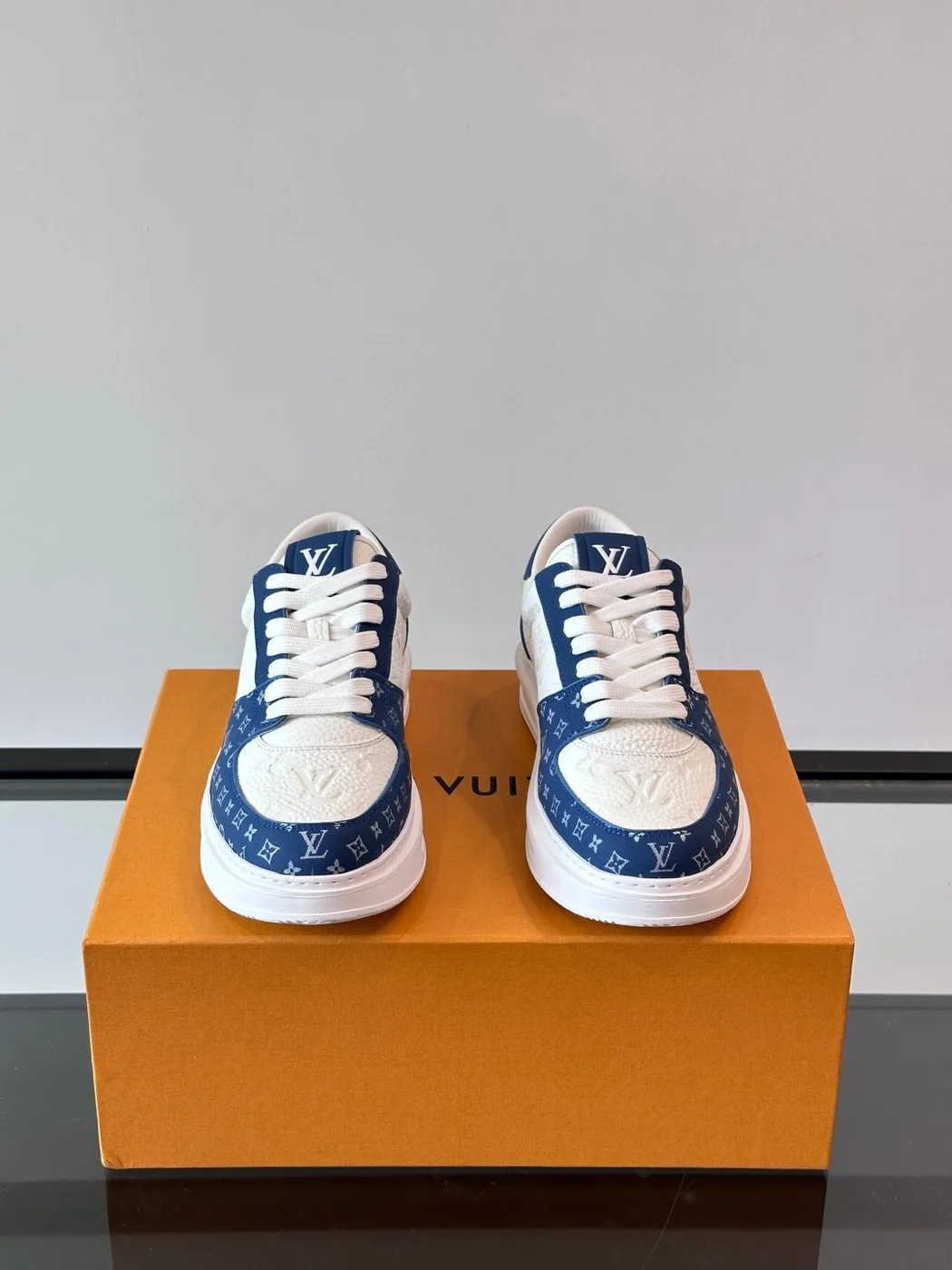 Louis Vuitton Low-Top Sneakers Blue and White Pattern product view 2