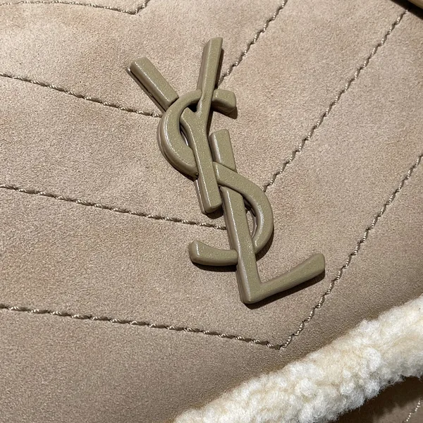 Saint Laurent Medium Niki Shoulder Bag in Tan/Cream Nubuck and Shearling Brown Beige product view 2