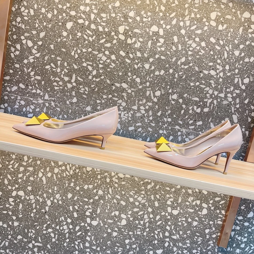 Valentino Women Nude Pointed-Toe Pumps with Gold-Tone Toe Detail product view 6