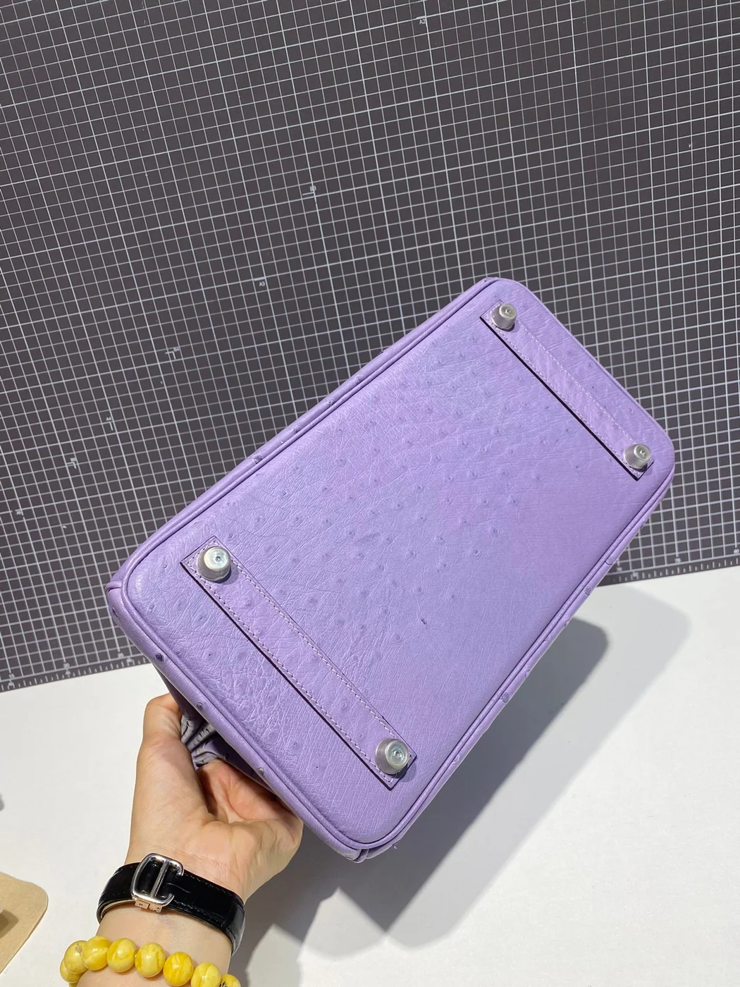 Hermès Birkin 30 cm Purple Ostrich Leather Silver Hardware Bag product view 5