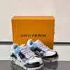 Louis Vuitton Men Black White Blue Leather Sneakers product view 5