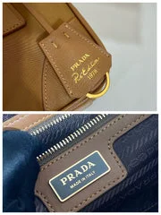 Prada Small Top Handle Bag 25 In Golden Brown Nylon And Calfskin Trim product view 4