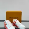 Louis Vuitton Men White Leather Sneakers With Red Floral Design product view 5