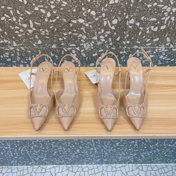 Valentino Women Beige Leather Slingback Pumps product photo