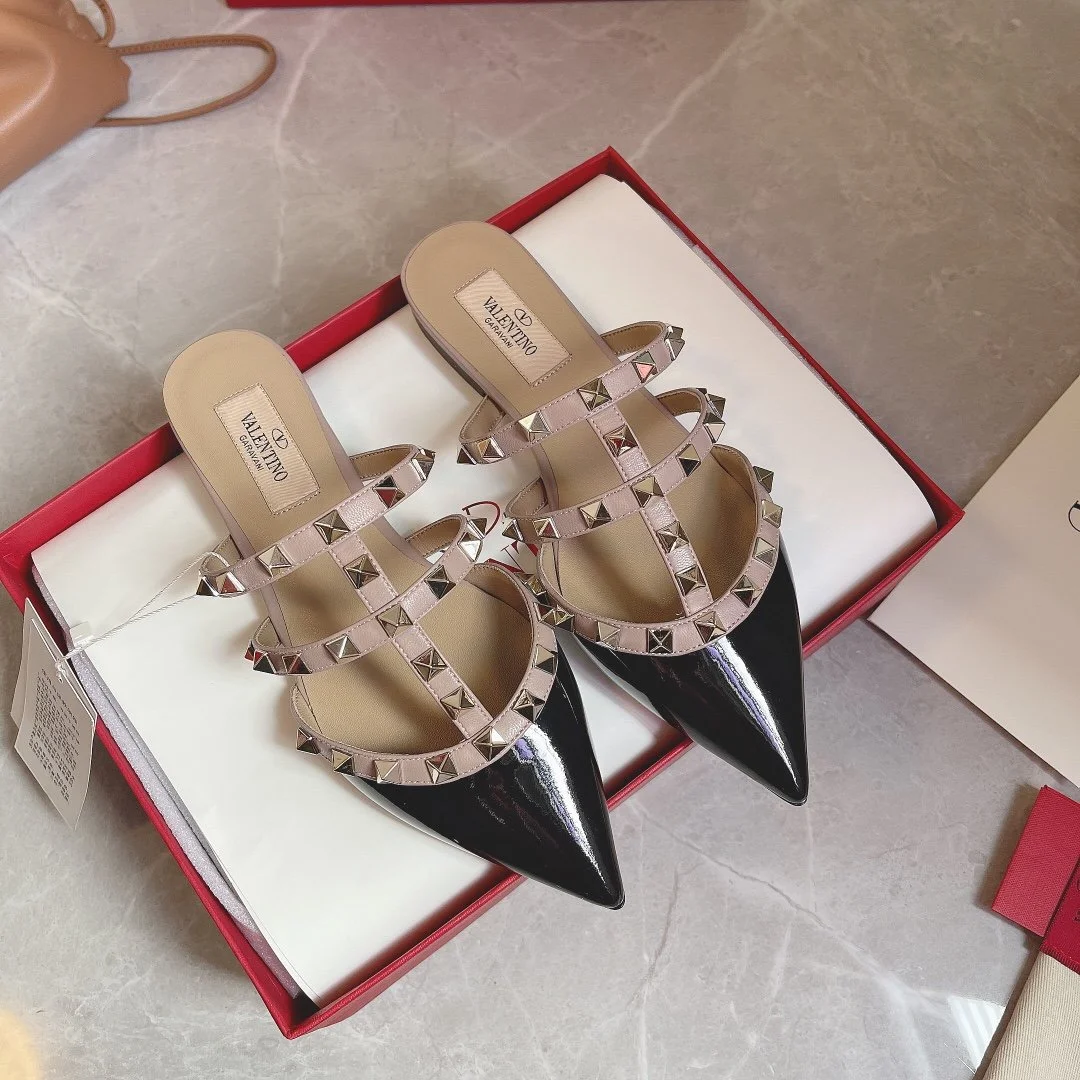 Valentino Women Black Patent Leather Studded Mules product view 5