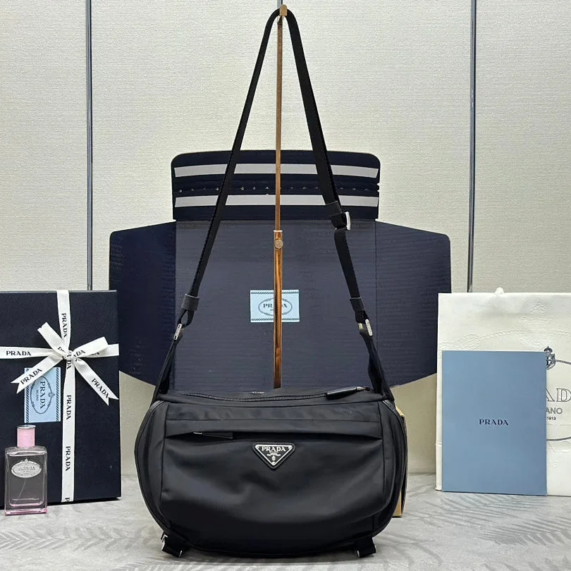 Prada Shoulder Bag 27 In Black Re-Nylon Triangle Logo product view 1
